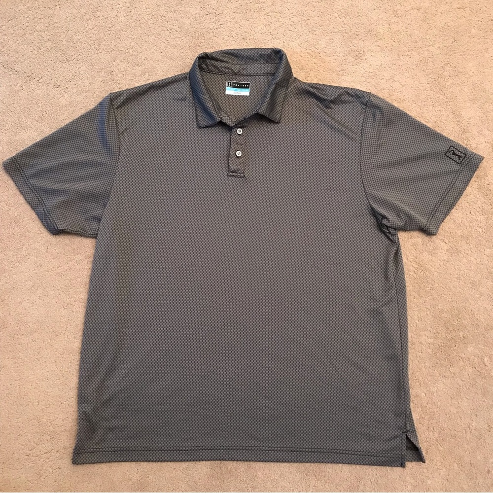 PGA Tour Mens Golf Polo Shirt Size XXL Grey Black Short Sleeve Airflux Quick Dry